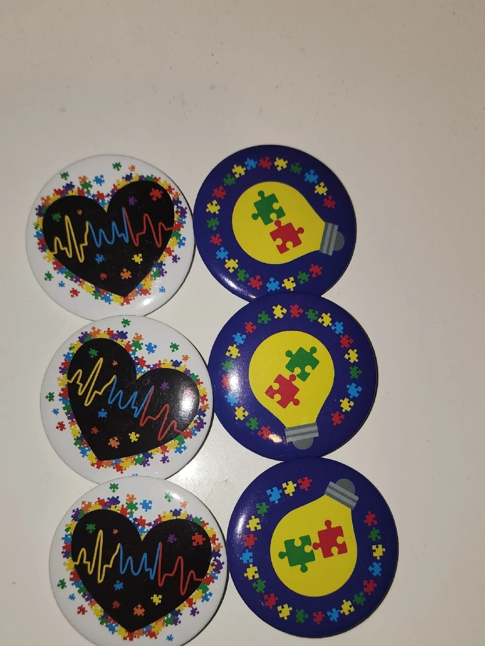 Autism Awareness Puzzle Pin Button Set - Multicolor 1.8